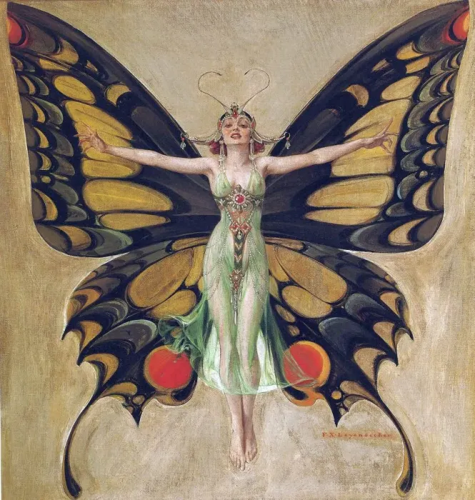 Framed Print : Leyendecker 1922 1920s USA J C Leyendecker, J. C butterflies butterfly fairies fairy