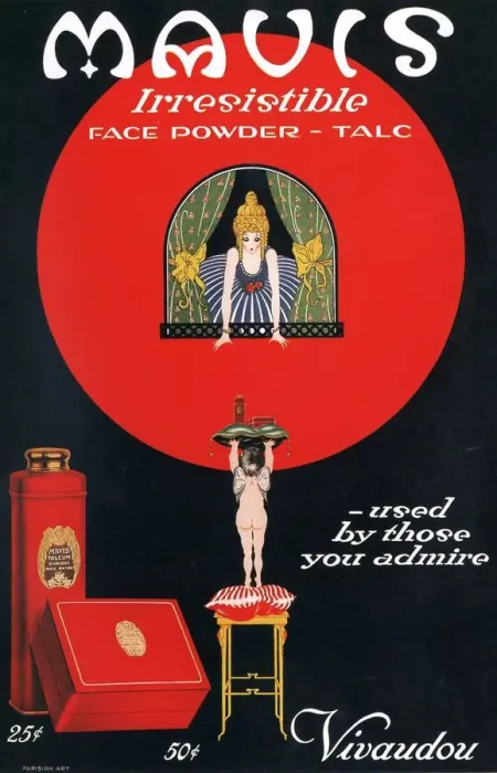 Framed Print : Mavis Vivaudous 1910s USA talcum powder skin care make-up makeup skincare