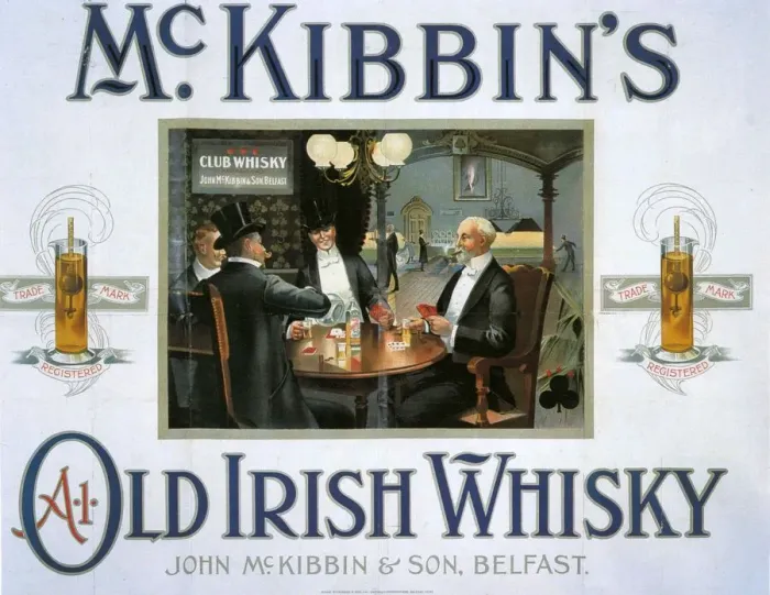 Framed Print : McKibbins 1900 1900s UK whisky alcohol whiskey advert McKibbins Irish bars