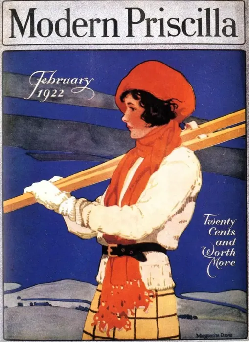 Framed Print : Modern Priscilla 1922 1920s USA winter sport skiing magazines Framed Print : Modern Priscilla 1922 1920s USA winter sport skiing magazines