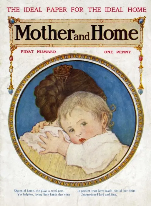 Framed Print : Mother and Home 1909 1900s UK mothers babies first issue magazines baby Framed Print : Mother and Home 1909 1900s UK mothers babies first issue magazines baby