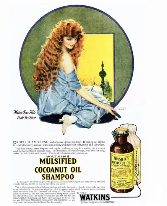 Framed Print : Mulsified Shampoo 1920s USA cocoanuts oil coconuts
