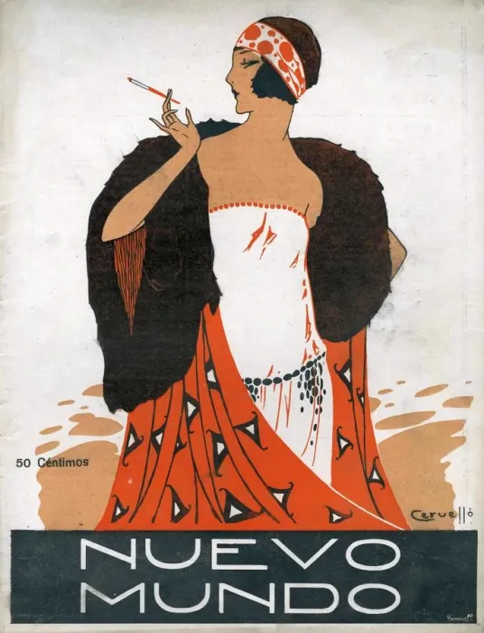 Framed Print : Nuevo Mundo 1923 1920s Spain cc magazines women womens wraps holders art Deco flappers Framed Print : Nuevo Mundo 1923 1920s Spain cc magazines women womens wraps holders art Deco flappers