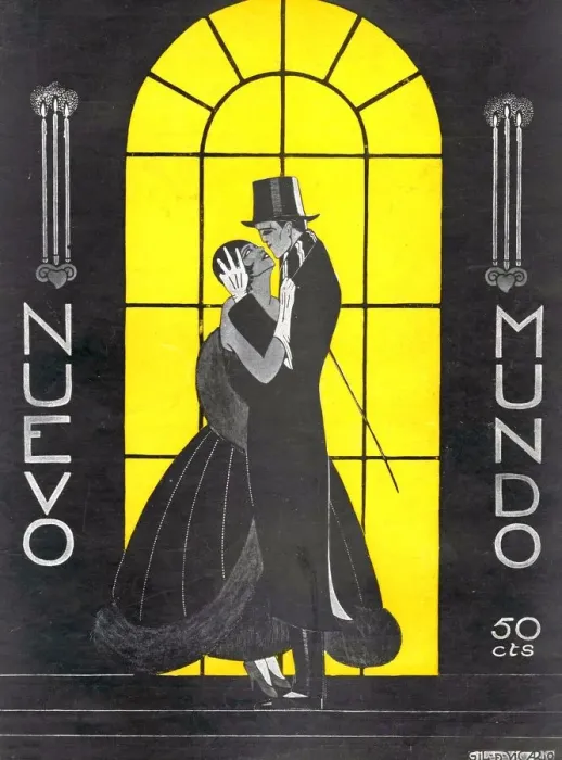 Framed Print : Nuevo Mundo 1927 1920s Spain embracing hugging art deco cc evening dress top hats Framed Print : Nuevo Mundo 1927 1920s Spain embracing hugging art deco cc evening dress top hats