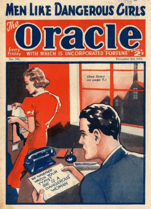 Framed Print : The Oracle 1938 1930s UK pulp fiction secretaries magazines secretary Framed Print : The Oracle 1938 1930s UK pulp fiction secretaries magazines secretary