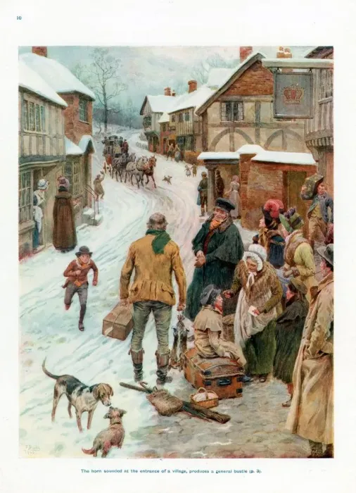 Framed Print : Pears Annual 1910s UK cc villages winter snow dogs horses stage coaches Framed Print : Pears Annual 1910s UK cc villages winter snow dogs horses stage coaches