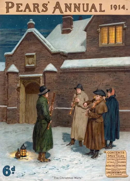 Framed Print : Pears Annual 1914 1910s UK cc winter snow carols music bands Framed Print : Pears Annual 1914 1910s UK cc winter snow carols music bands