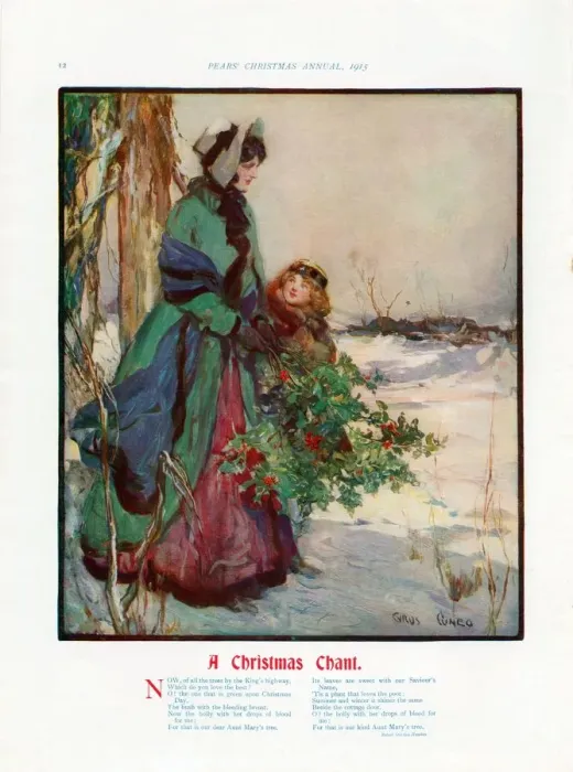 Framed Print : Pears Annual 1915 1910s UK cc carols mothers daughters holly chant flowers