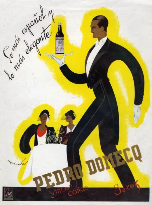 Framed Print : Pedro Domecq 1920s Spain cc wines alcohol waiters art deco jazz restaurants