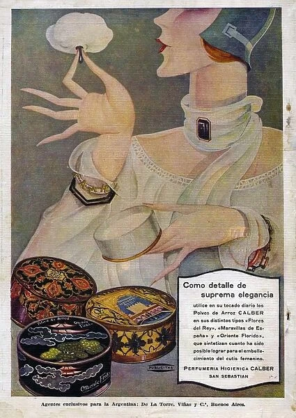 Perfumeria 1929 1920s Spain cc applying womens powder
