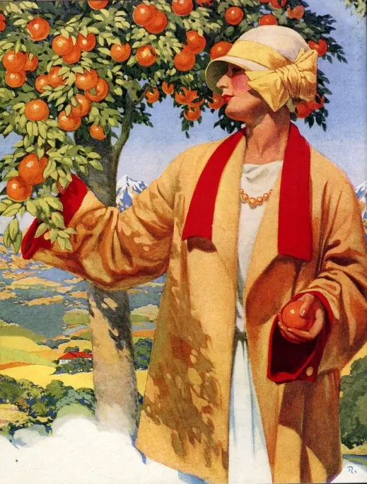 Framed Print : Picking Oranges 1923 1920s USA fruit woman womens hats Framed Print : Picking Oranges 1923 1920s USA fruit woman womens hats