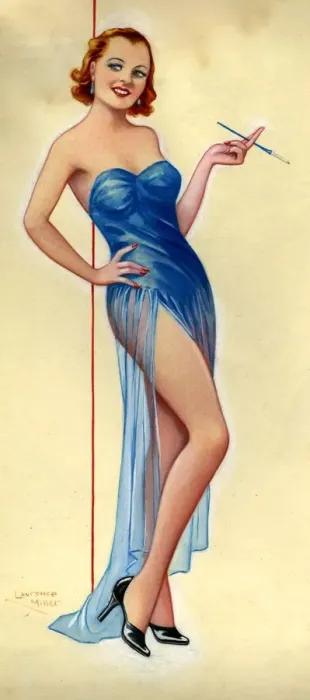 Framed Print : Pinups 1940s UK Laurence Miller pin-up pinups pin-ups woman women cigarettes holders