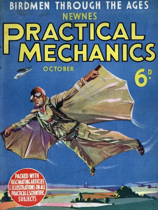Framed Print : The Practical Mechanics 1930s UK bird man bird-man birdman visions of the future