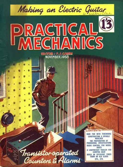 Framed Print : Practical Mechanics 1950s UK burglar alarms magazines burglary Framed Print : Practical Mechanics 1950s UK burglar alarms magazines burglary