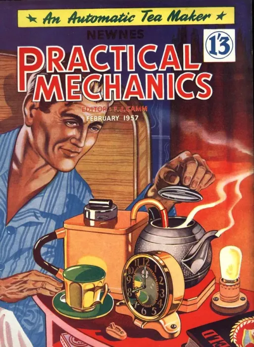 Framed Print : Practical Mechanics 1950s UK diy breakfast kettles tea makers magazines gadgets do