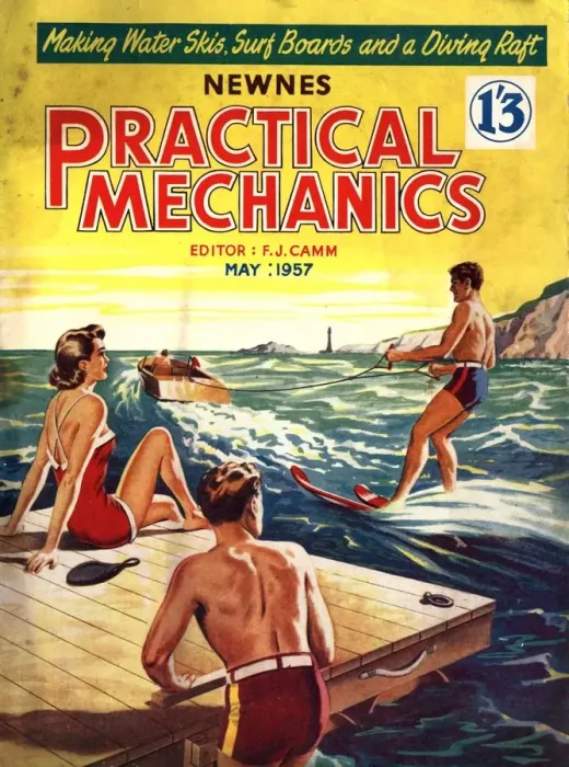 Framed Print : Practical Mechanics 1957 1950s UK water skiing magazines Framed Print : Practical Mechanics 1957 1950s UK water skiing magazines