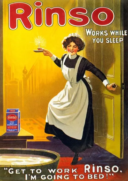 Framed Print : Rinso 1910s UK washing powder maids products detergent Framed Print : Rinso 1910s UK washing powder maids products detergent