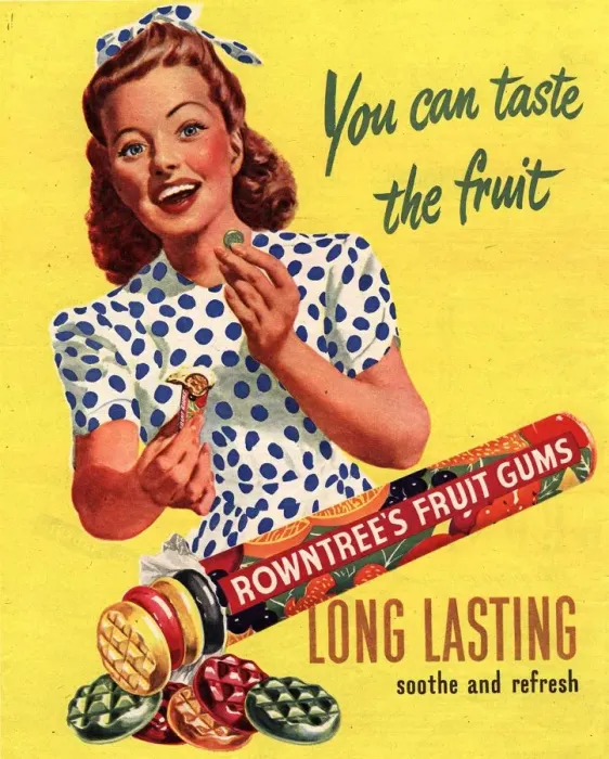 Framed Print : Rowntrees 1950s UK fruit gums sweets Framed Print : Rowntrees 1950s UK fruit gums sweets