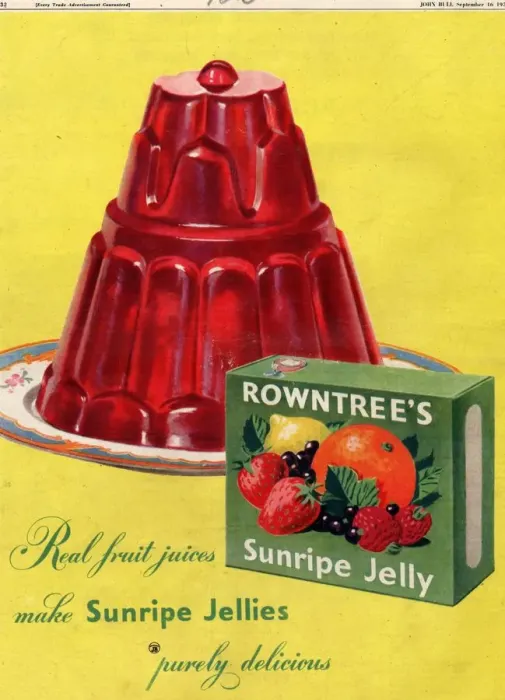 Framed Print : Rowntrees 1950s UK jelly, desserts Framed Print : Rowntrees 1950s UK jelly, desserts