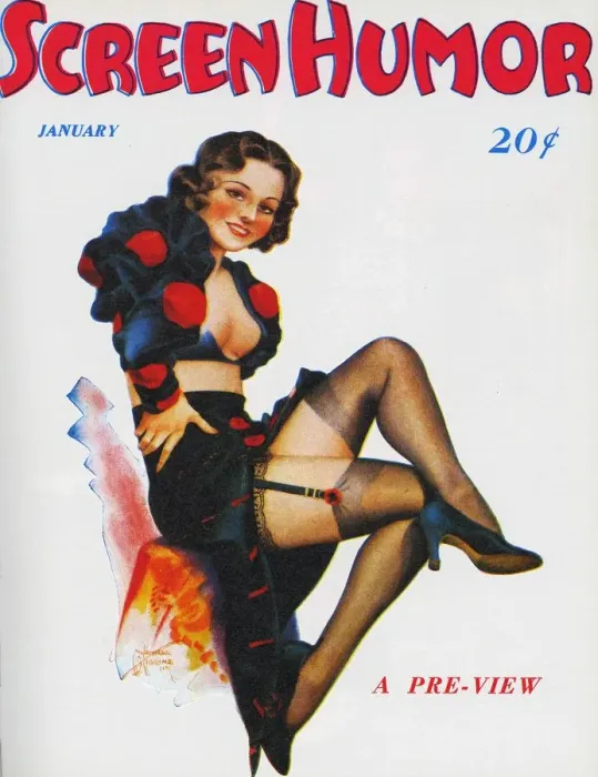 Framed Print : Screen Humor 1934 1930s USA magazines glamour erotica womens stockings suspender belts Framed Print : Screen Humor 1934 1930s USA magazines glamour erotica womens stockings suspender belts