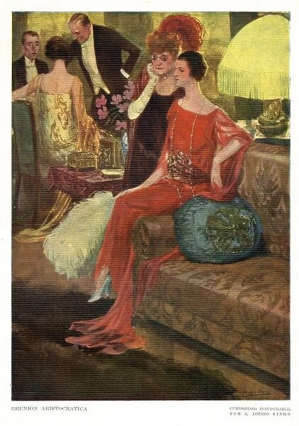 Spanish Social Gathering 1920s Spain cc friends watching gossiping dinner party