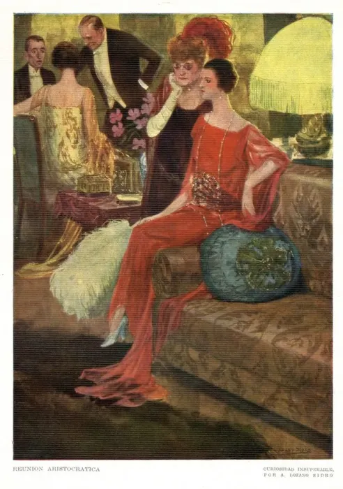 Framed Print : Spanish Social Gathering 1920s Spain cc friends watching gossiping dinner party