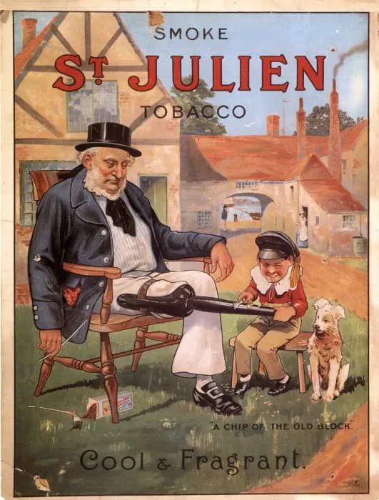 Framed Print : St Julien 1890s UK cigarettes smoking peg leg disabled wooden leg disabilities