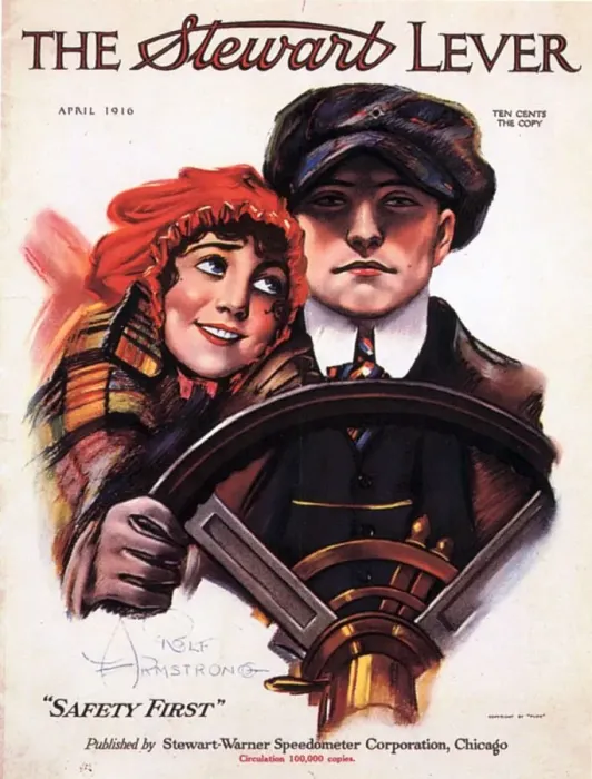 Framed Print : The Stewart Lever 1910s USA driving mens womens magazines mens cars Framed Print : The Stewart Lever 1910s USA driving mens womens magazines mens cars