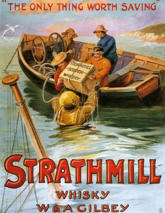 Framed Print : Strathmill 1900s UK whisky alcohol whiskey advert Scotch Scottish boats Framed Print : Strathmill 1900s UK whisky alcohol whiskey advert Scotch Scottish boats