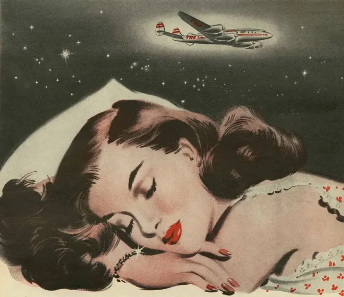 Framed Print : Sweet Dreams in the Air 1950s UK aeroplanes planes sleeping