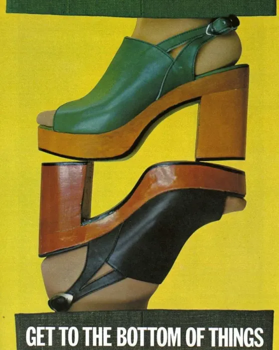 Framed Print : Tempos 1973 1970s USA platform shoes womens platform platforms bkpl Framed Print : Tempos 1973 1970s USA platform shoes womens platform platforms bkpl