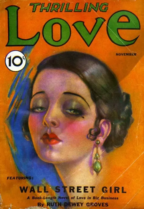 Framed Print : Thrilling Love 1931 1930s USA pulp fiction magazines portraits