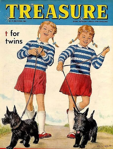 Treasure 1963 1960s UK mcitnt sisters twins dogs childrens childrenAs dog magazines