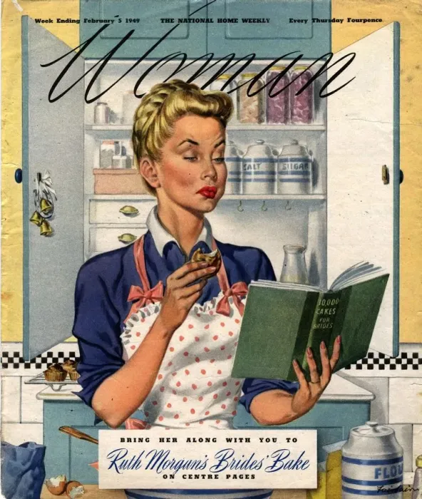 Framed Print : Woman 1949 1940s UK cooking recipes cookery books housewives housewife woman women Framed Print : Woman 1949 1940s UK cooking recipes cookery books housewives housewife woman women