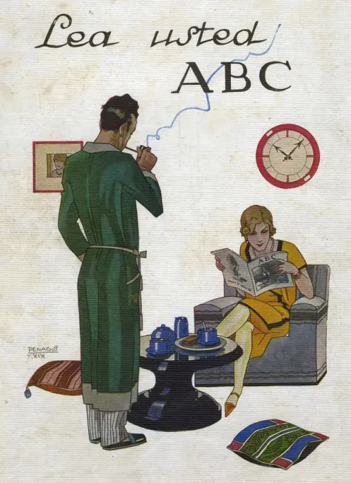 Framed Print : Woman reading ABC Magazine 1930 1930s Spanish cc abc reading