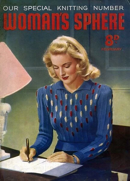 WomanAs Sphere 1940s UK womens knitwear Womans jumpers sweaters writing letters