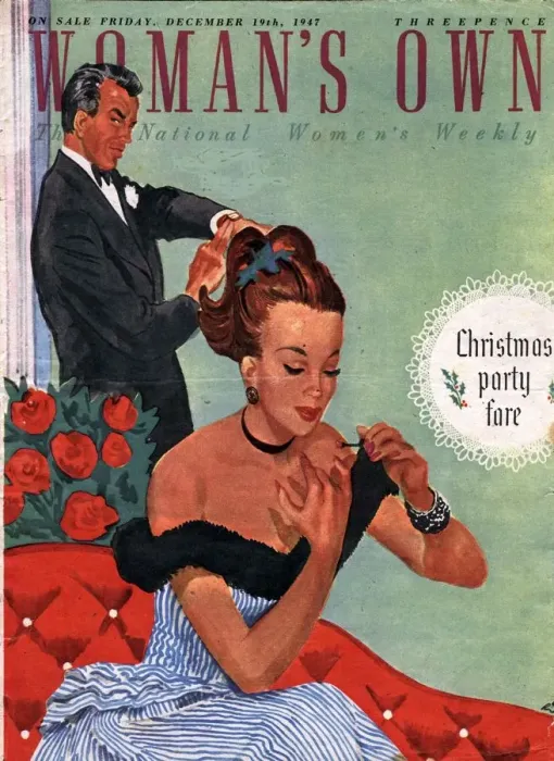 Framed Print : Womans Own 1940s UK make-up makeup nails varnish late dating magazines