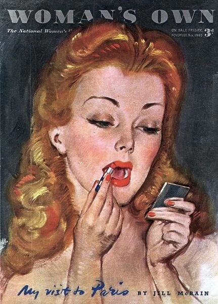 Womans Own 1945 1940s UK make-up makeup lipsticks putting on magazines