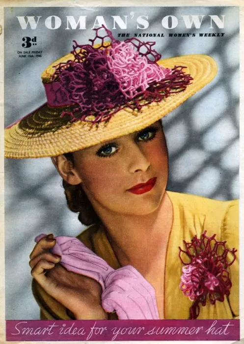 Framed Print : Womans Own 1945 1940s UK womens hats portraits magazines womans