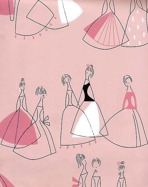 Women in Dresses 1950s UK mcitnt illustrations wallpapers interiors