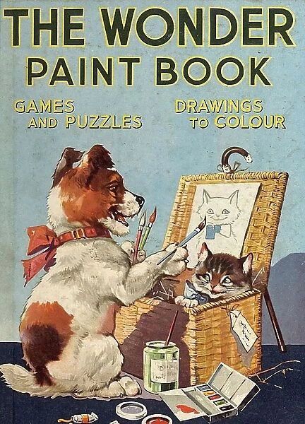 The Wonder Paint Book 1950s UK mcitnt dogs cats puzzles painting childrens childrenAs
