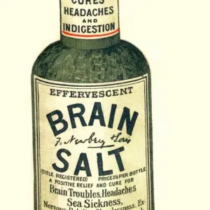 1890s UK Print: Brain Salt Headache Medicine Ad 1890s UK Print: Brain Salt Headache Medicine Ad
