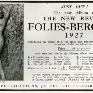 1920s France Folies Bergere Magazine Advert