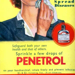 1940s UK coughs sneezes sneezing colds penetrol medicine handkerchieves handkerchiefs