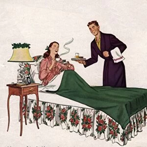1940s USA love breakfast in bed bordens coffee tea mothers day husbands and wives