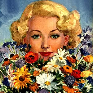 1946 1940s UK womens magazines portraits flowers
