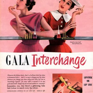 1950s UK gala of london lipsticks lipstick dresses hats womens make-up makeup to for