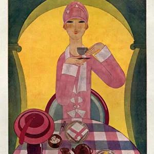 Art Deco Tea Drinking 1926 1920s Spain cc art deco tea drinking afternoon
