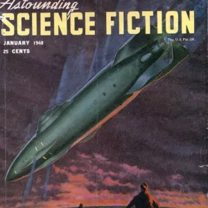 Astounding 1940s USA space ships aliens pulp fiction ufos magazines nautical