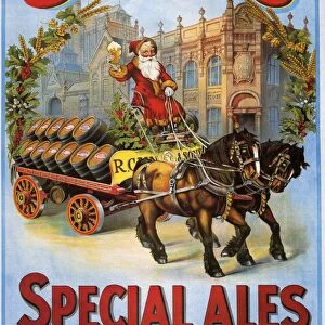 Cains 1908 1900s UK Cains beer alcohol Father Christmas Santa Claus advert horses